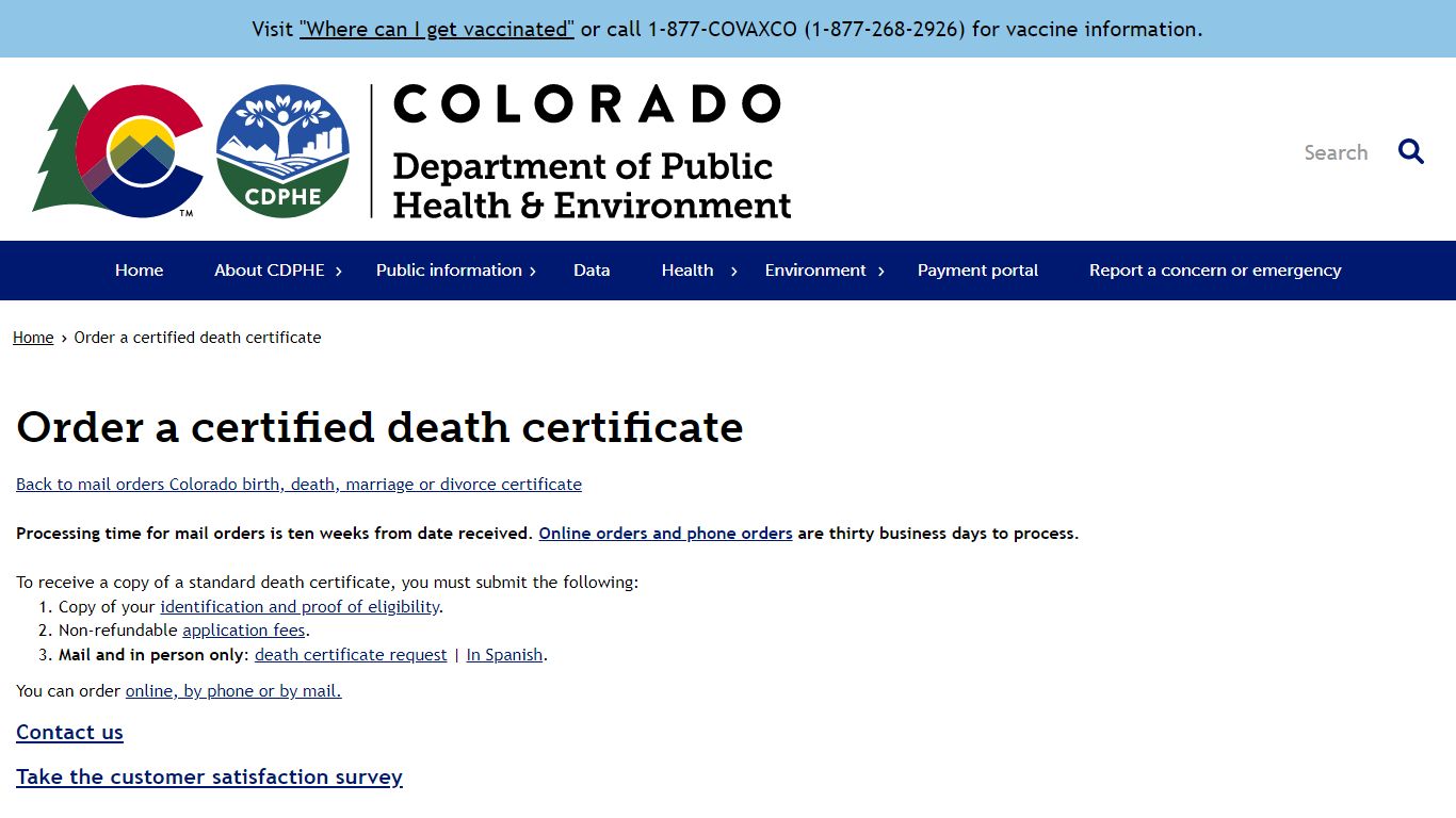 Order a certified death certificate | Department of Public Health ...